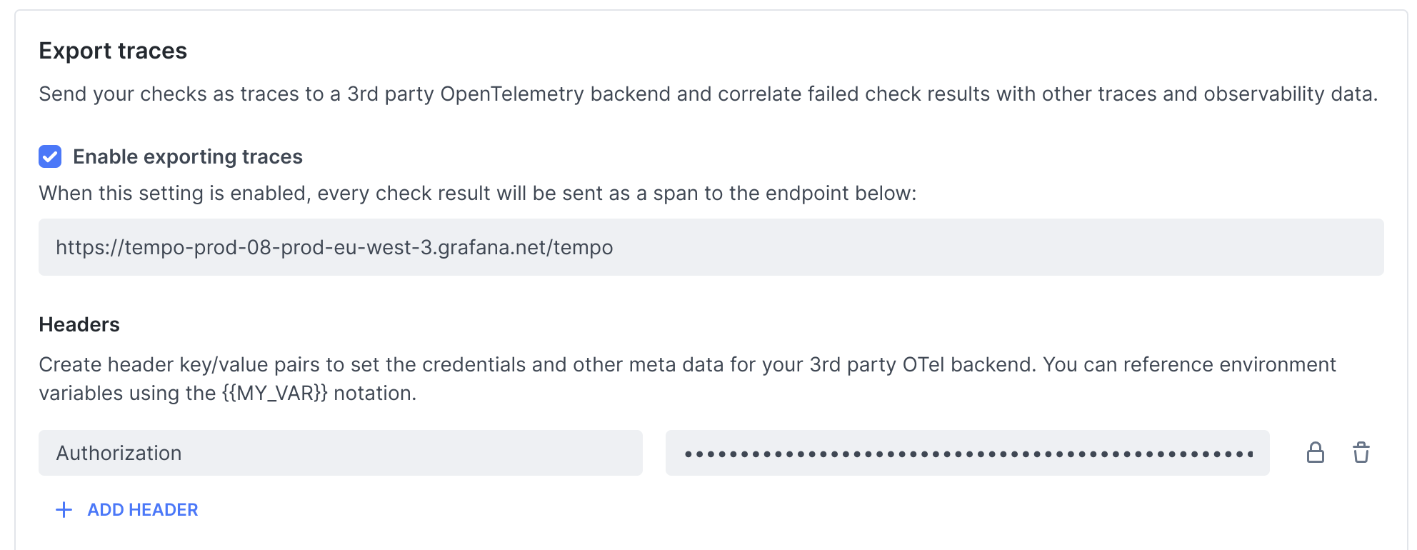 Export traces to Grafana Tempo