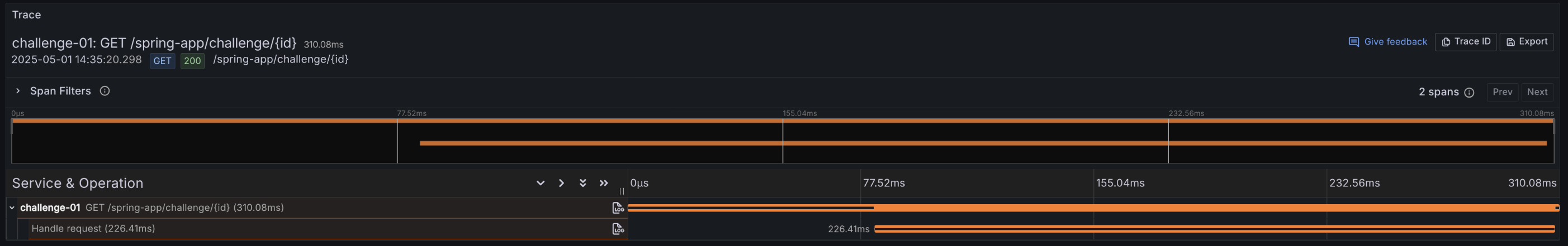 Trace with extra span