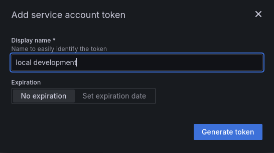 Create service account token