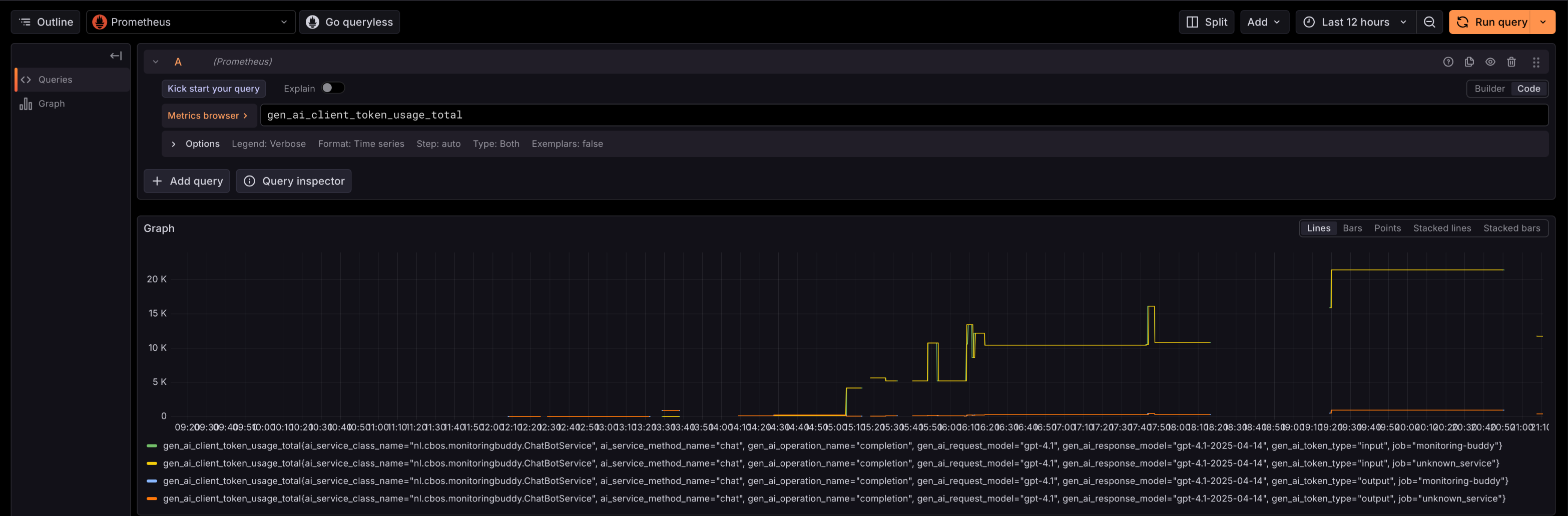 Grafana explore view